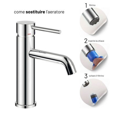 Miscelatore Jazz monocomando per lavabo in cromo lucido installazione rapida