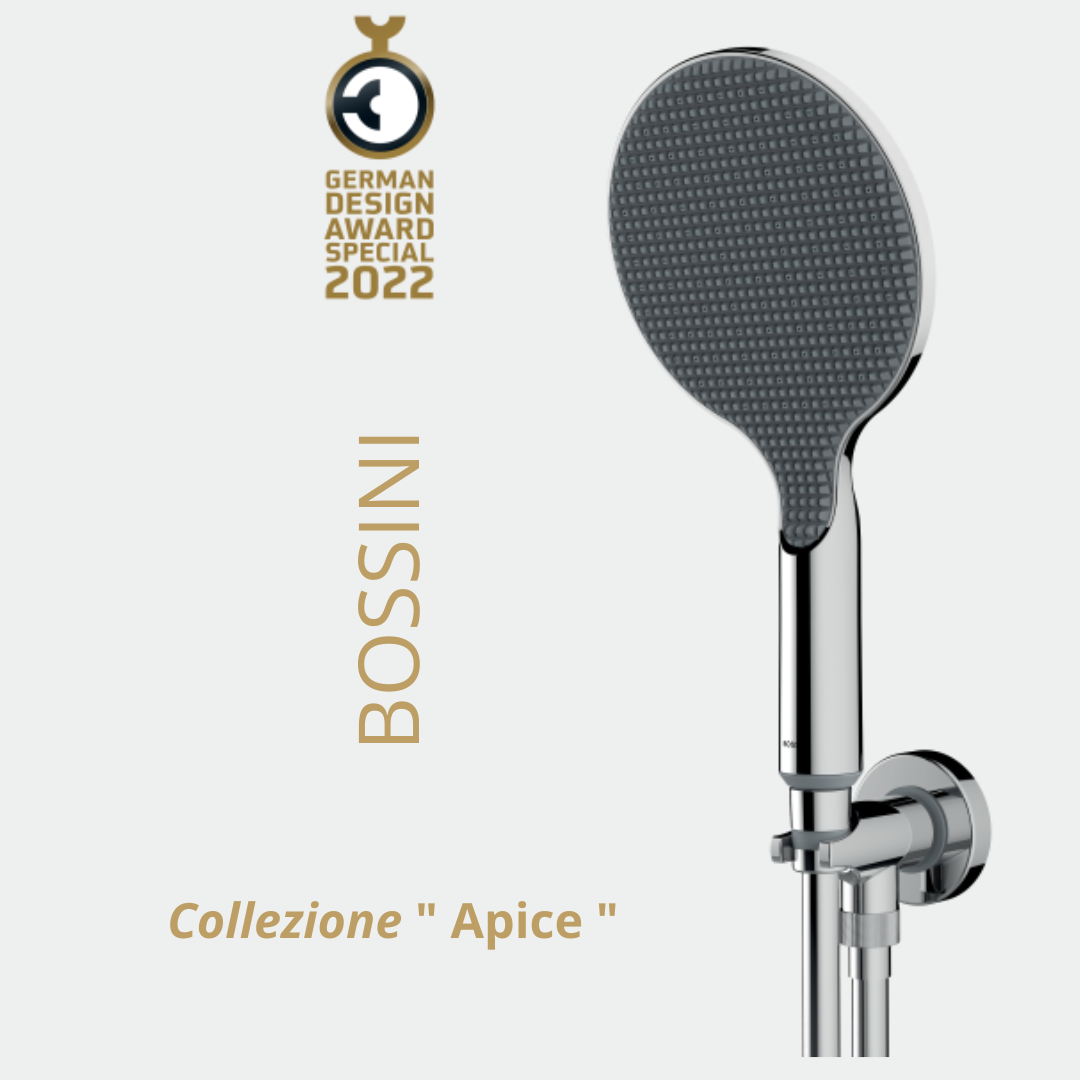 Bossini Duplex doccia APICE Ø140 mm con presa acqua ad incasso, supporto doccia, e Flessibile
