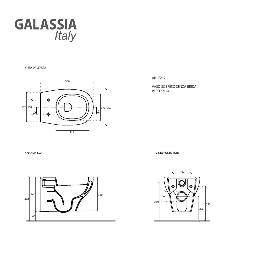 Galassia Eden Vaso senza brida copri vaso rallentato bidet bianco lucido