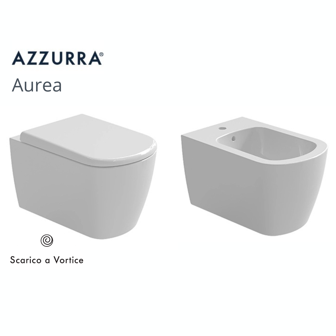 Sanitari sospesi Azzurra Aurea vaso scarico Vortex bianco lucido