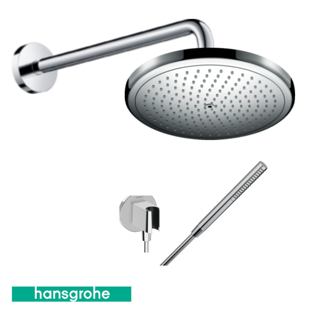 Hansgrohe soffione Croma 100 ø 280 con braccio presa acqua flessibile e doccetta