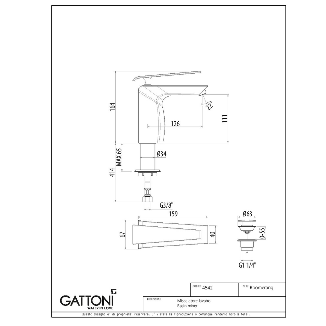 Gattoni Boomerang rubinetti lavabo bidet incasso doccia