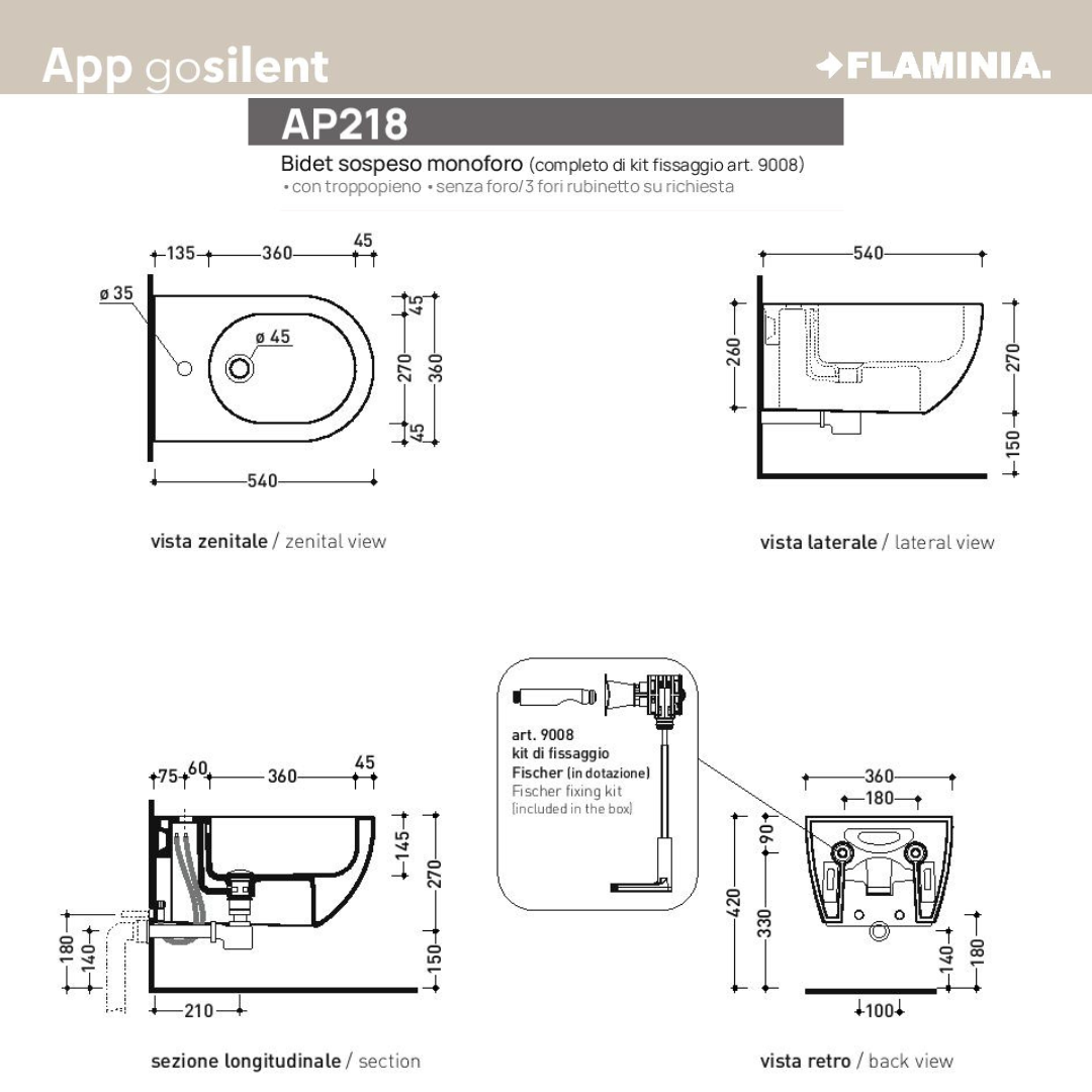 sanitari sospesi App Flaminia Verde Giada vaso GOSILENT