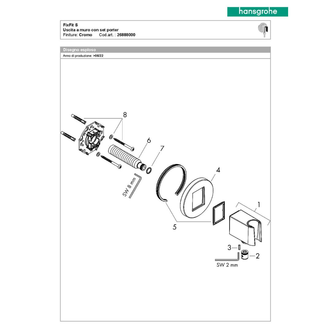 Hansgrohe soffione Croma 100 ø 280 con braccio presa acqua flessibile e doccetta
