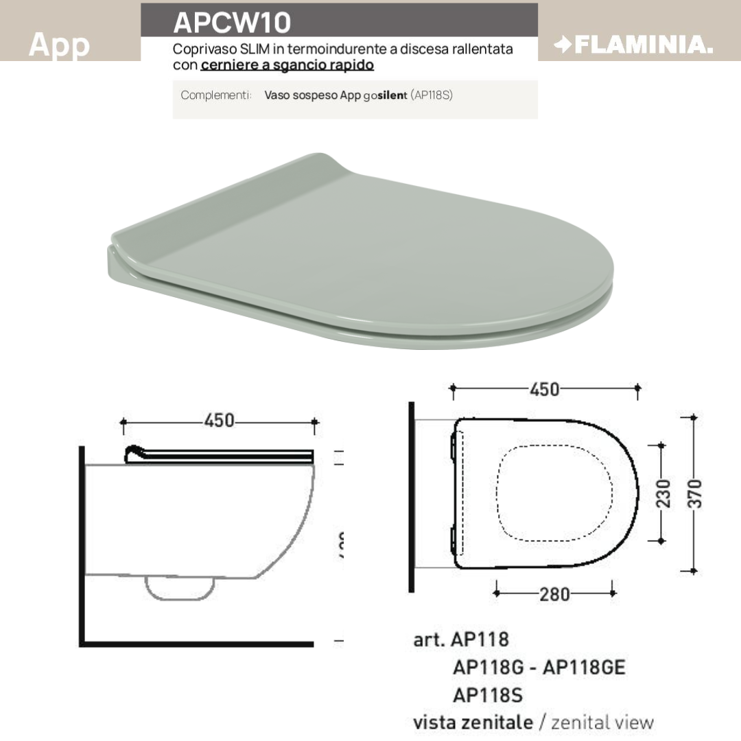 sanitari sospesi App Flaminia Verde Giada vaso GOSILENT