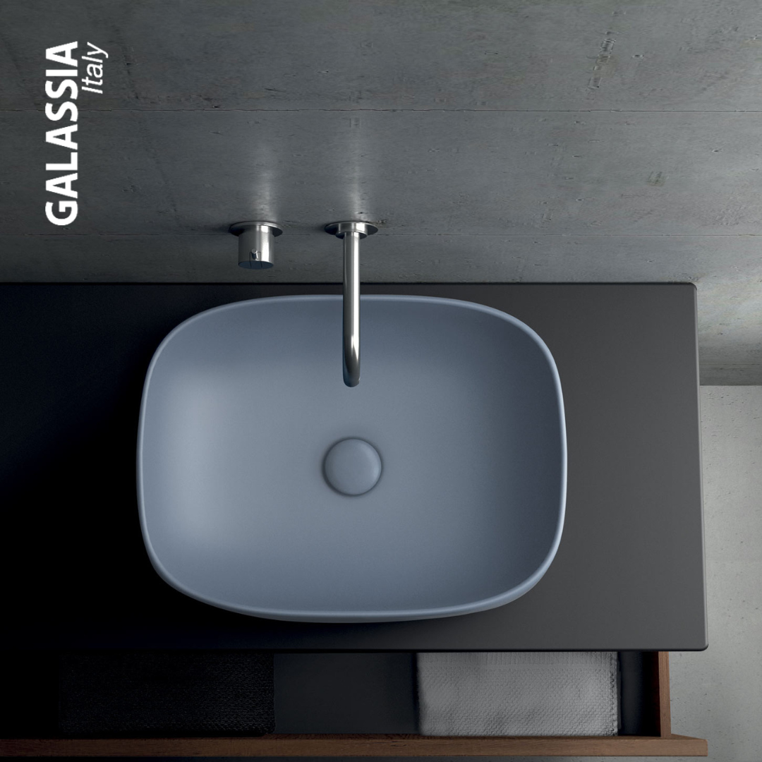 Lavabo da appoggio Ottanio 64x38 cm. Senza foro troppo pieno. DREAM Galassia