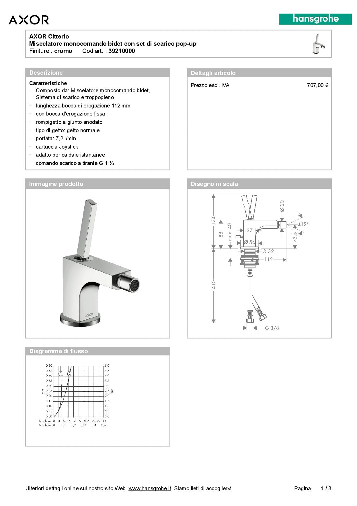 Hansgrohe Axor Citterio rubinetti lavabo bidet
