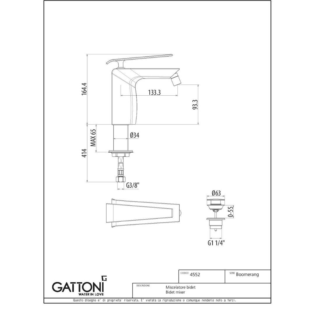 Gattoni Boomerang rubinetti lavabo bidet incasso doccia