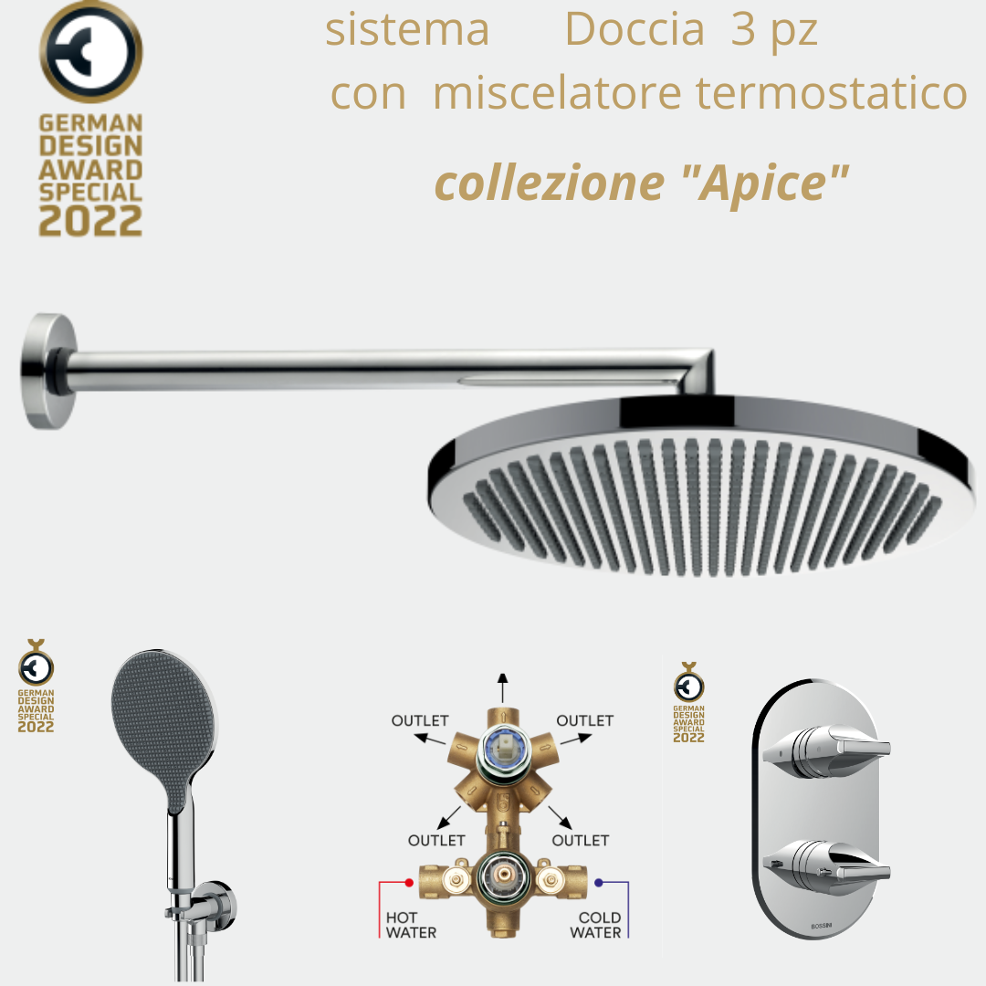 Bossini set Doccia Apice termostatico design Marcello Ziliani