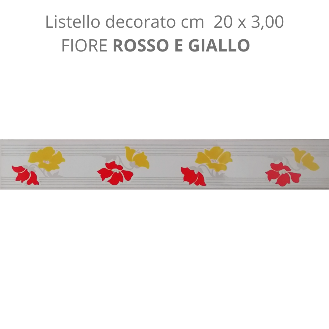 Listello decorato Fiore rosso e giallo cm 20 x 3,00