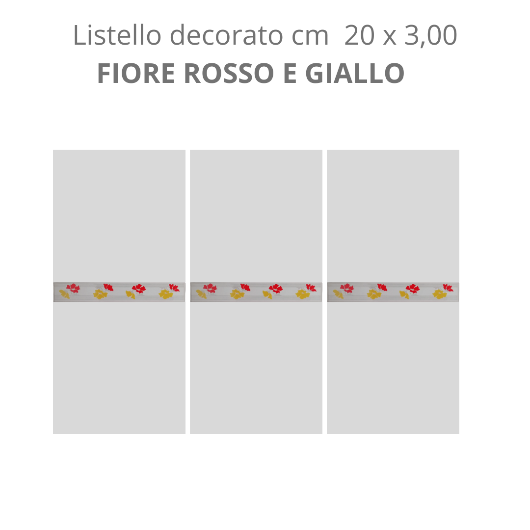 Listello decorato Fiore rosso e giallo cm 20 x 3,00