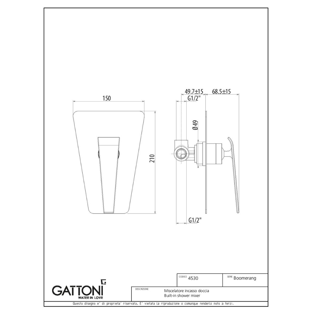 Gattoni Boomerang rubinetti lavabo bidet incasso doccia
