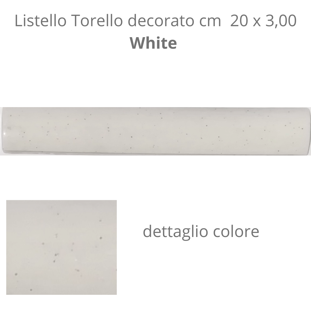 Listello Torello in ceramica decorato WHITE cm 20 x 3,00