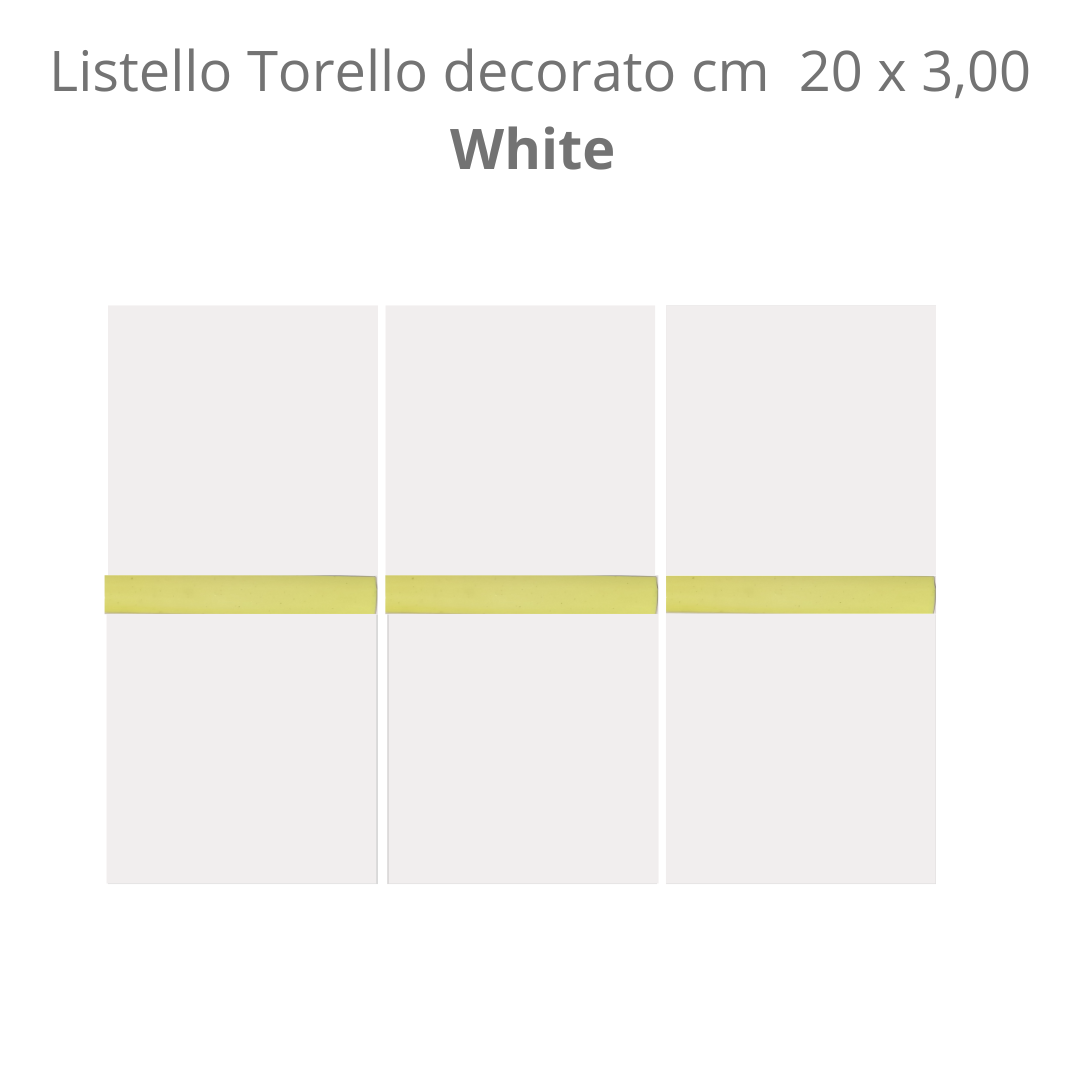 Listello Torello in ceramica decorato WHITE cm 20 x 3,00