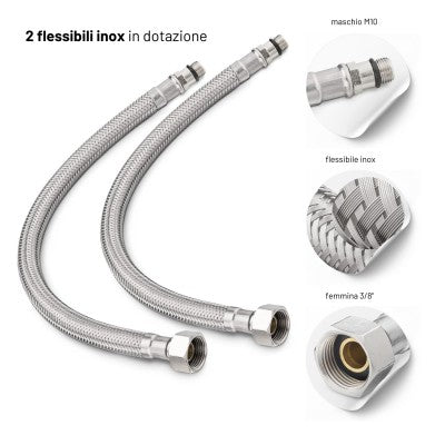 Miscelatore monocomando lavello cucina con canna orientabile Sofia installazione rapida ottone cromato