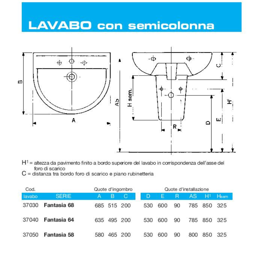 Pozzi Ginori Fantasia semicolonna per lavabo colore bianca