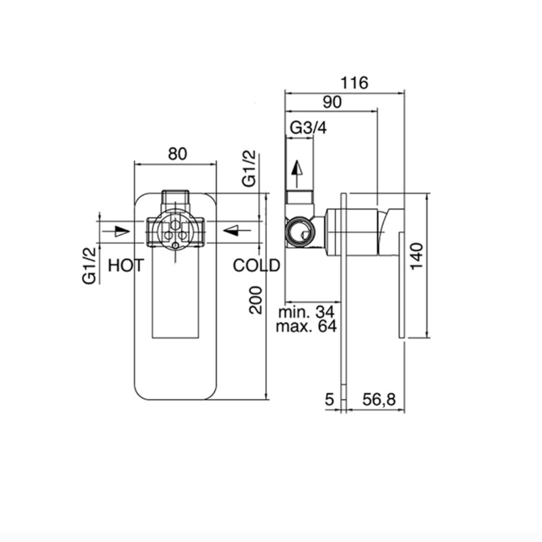 Zazzeri 100 Mscelatore Doccia da incasso completo