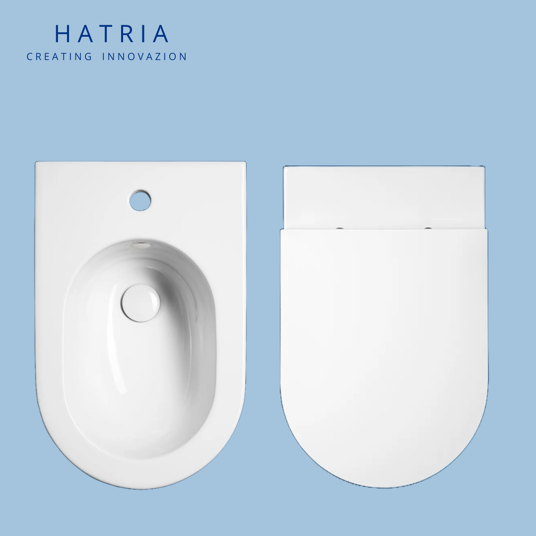 Hatria Centrica vaso Vortex coprivaso bidet sospeso bianco lucido