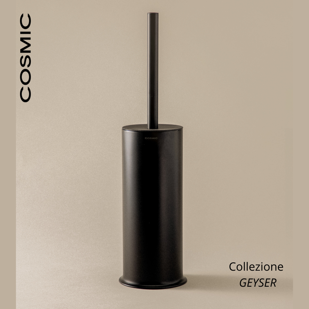 Portaspazzolino Cosmic Nero Opaco - 6x6x14 Cm, In Acciaio Inox, Per Bagno, Design Minimal, Senza Installazione