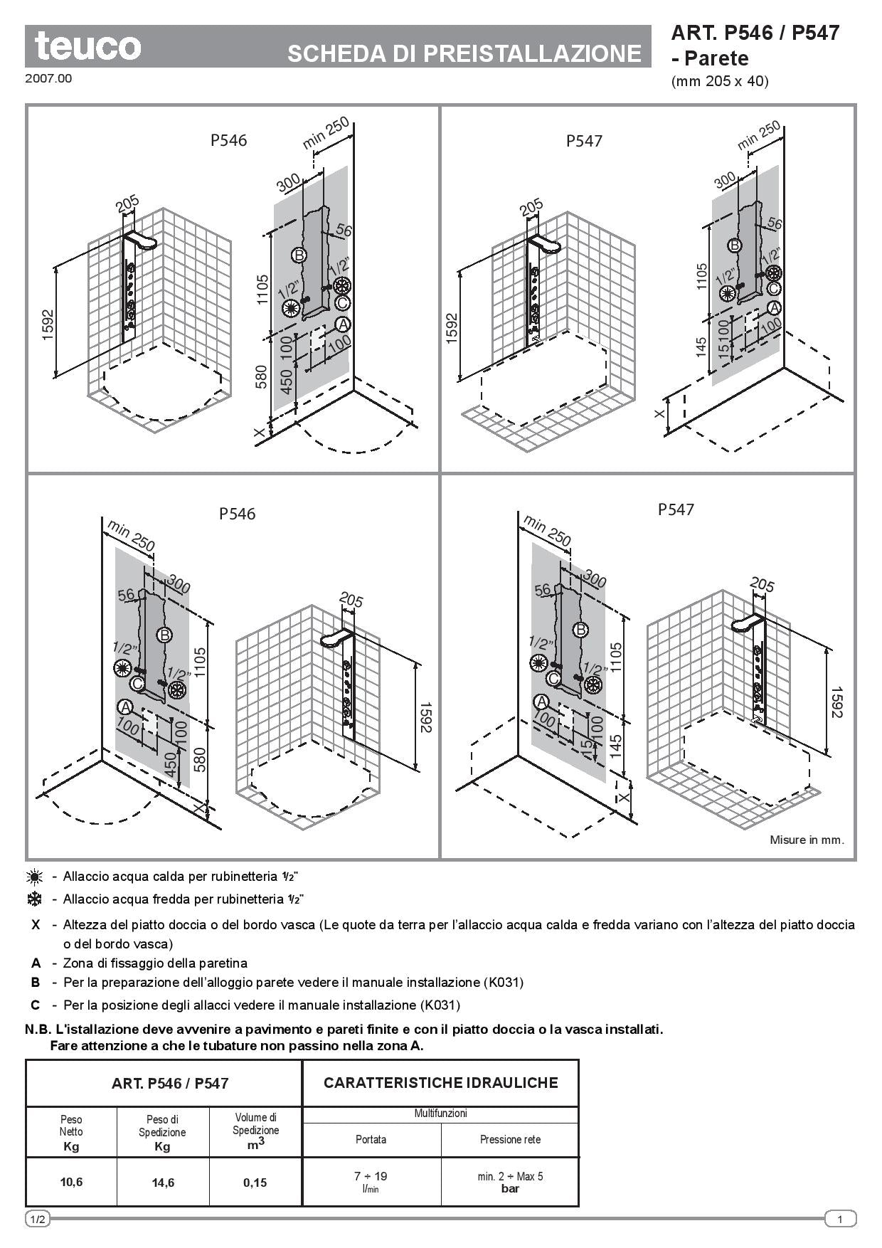 Teuco colonna doccia / Vasca P 547