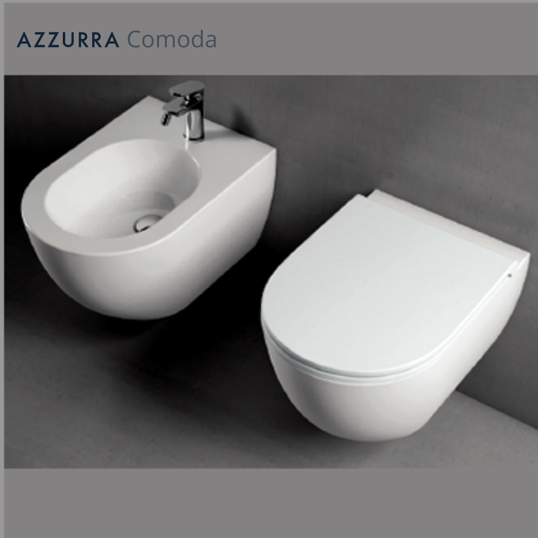 Azzurra Comoda vaso senza brida copri vaso bidet bianco lucido