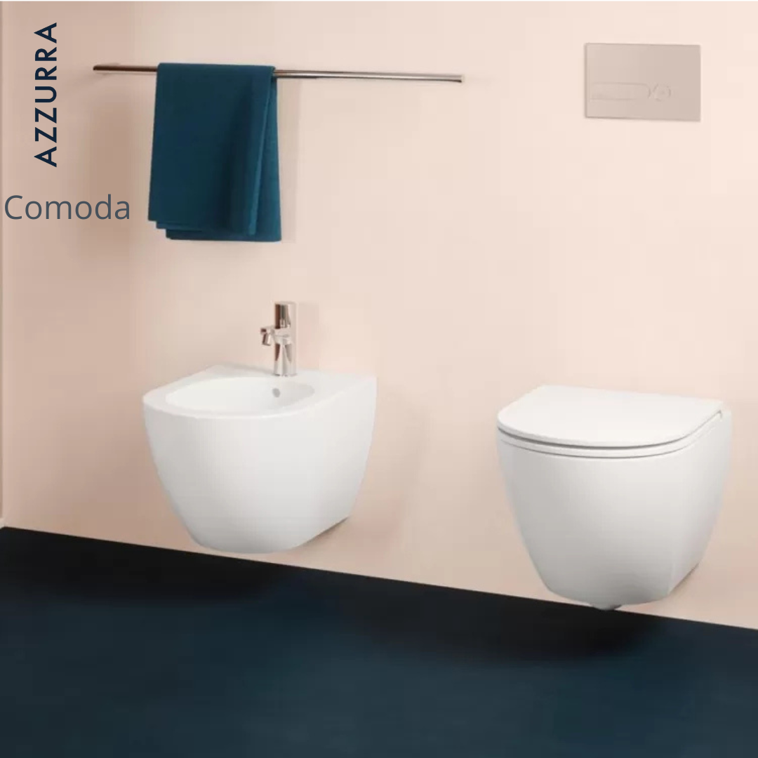 Azzurra Comoda vaso senza brida copri vaso bidet bianco lucido