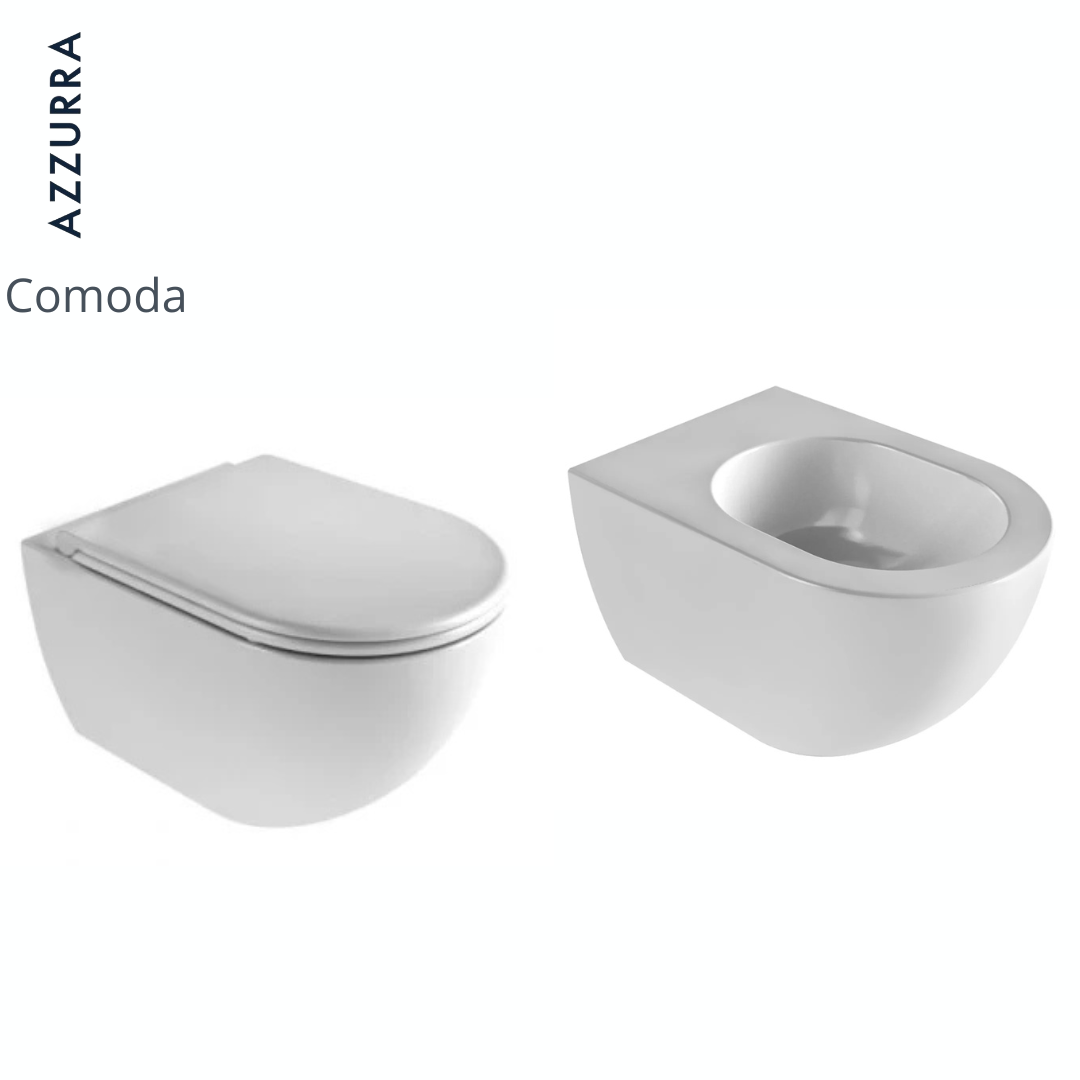 Azzurra Comoda vaso senza brida copri vaso bidet bianco lucido