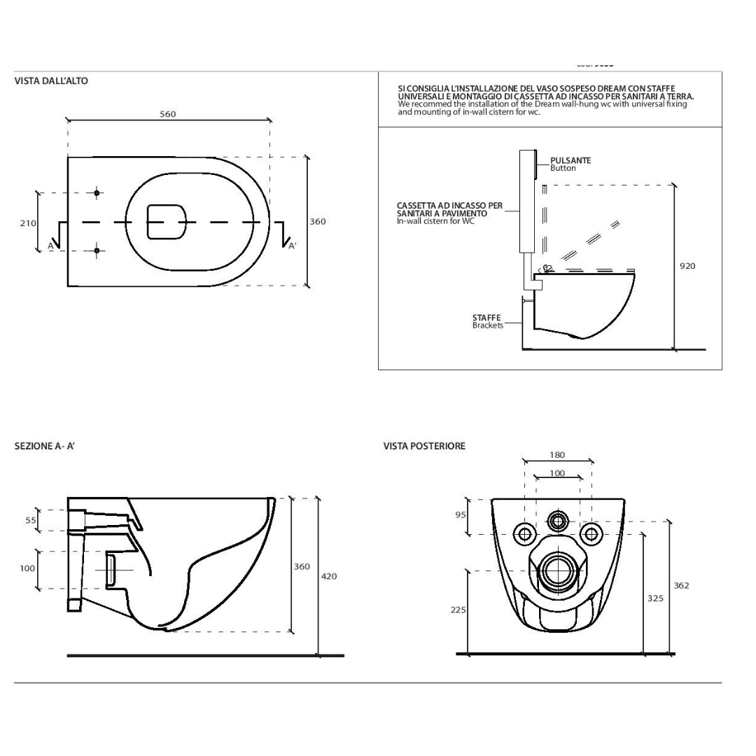 Galassia Dream 56 Vaso senza brida Copri vaso rallentato Bidet bianco lucido