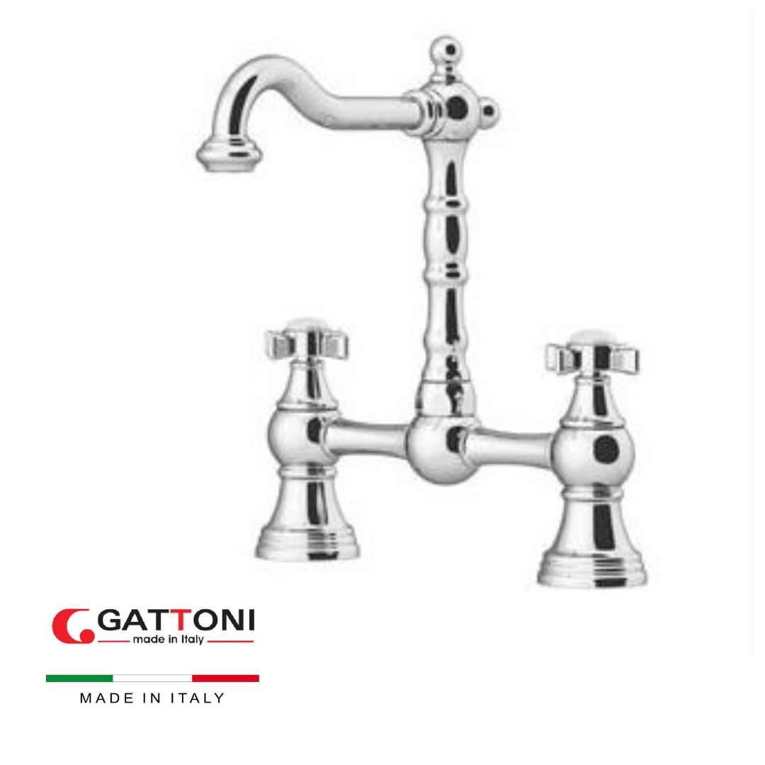 Rubinetto cucina da piano 2 fori canna girevole LONDON