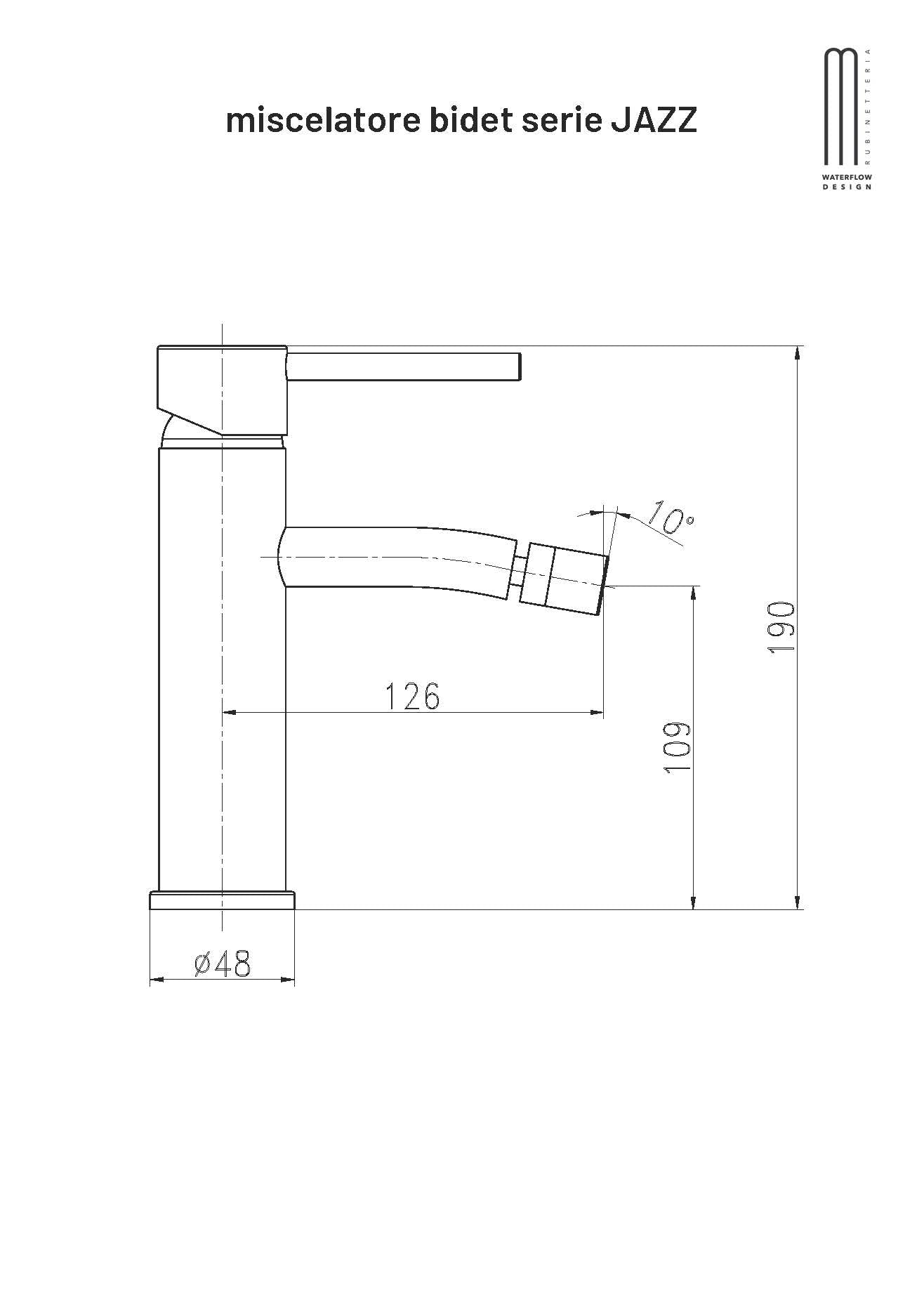 Miscelatore Jazz monocomando per bidet cromo lucido installazione rapida con piletta click clack