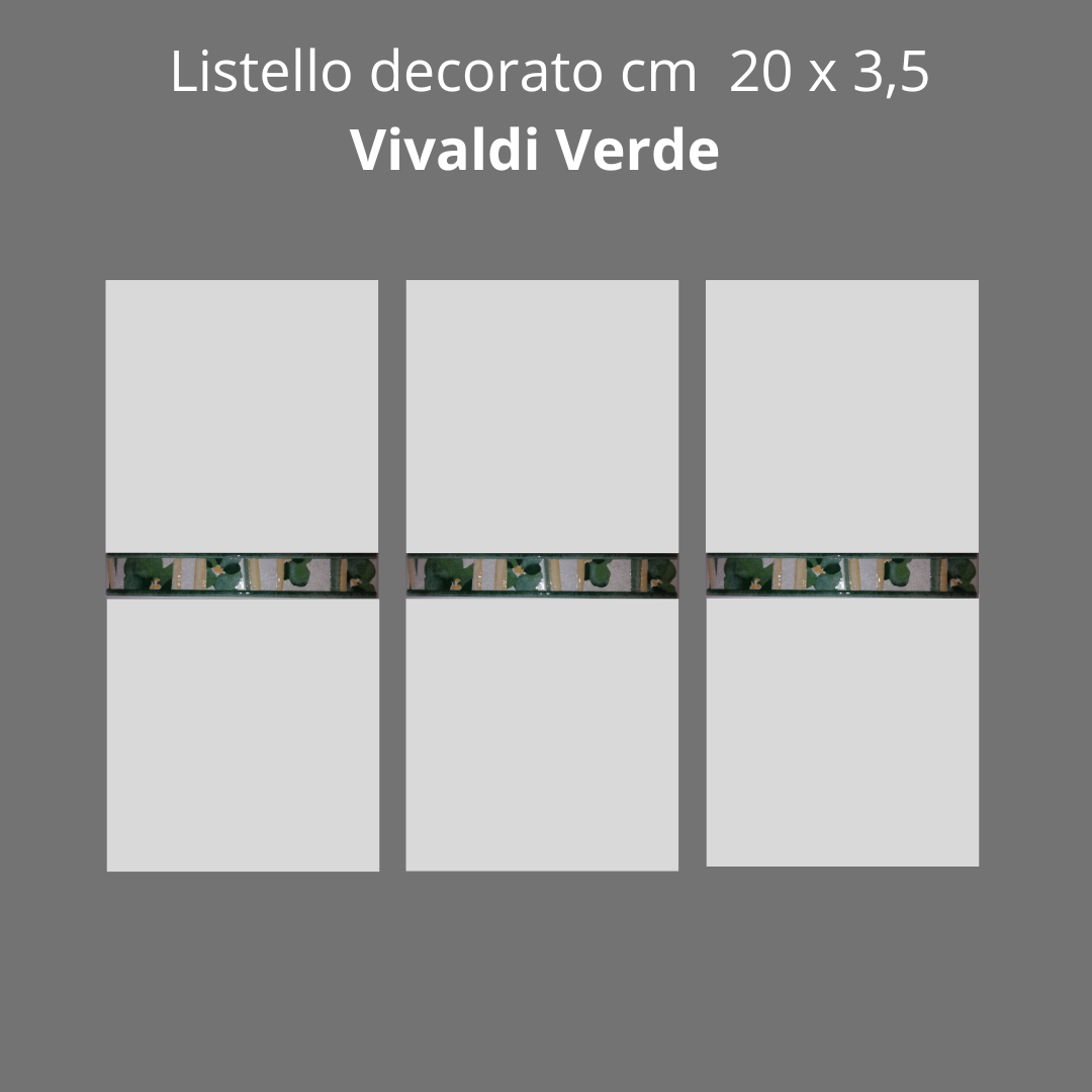 Listello in ceramica decorato Vivaldi Verde cm 20 x3,50