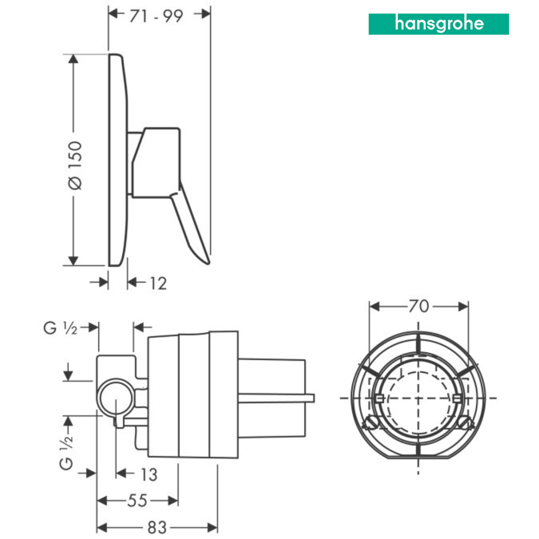 Hansgrohe Focus S set esterno completo di parte incasso