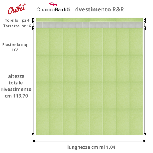 Rivestimento bagno OUTLET Ceramica Bardelli Lotto:  piastrelle tozzetti listello terminale