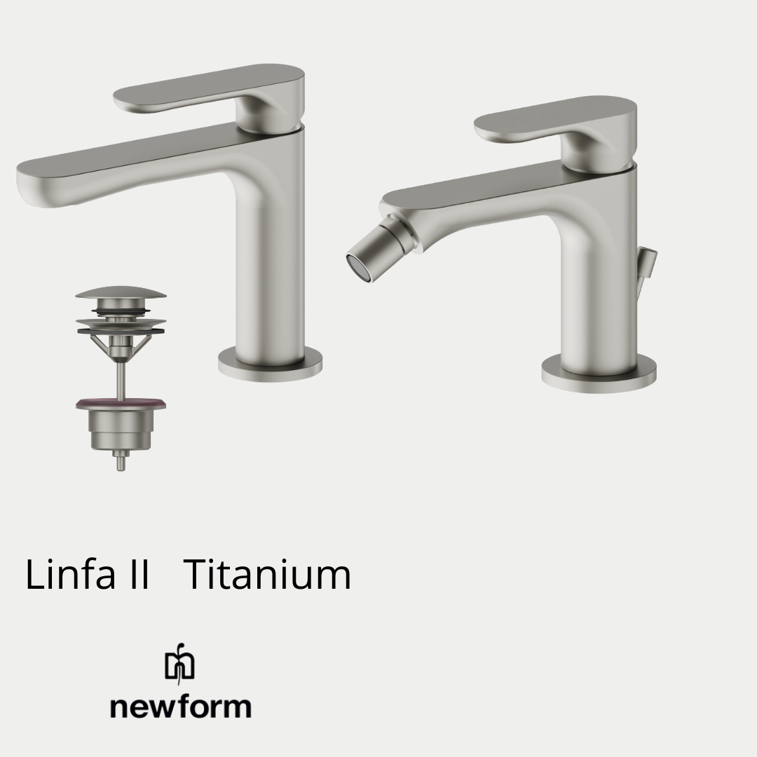 NEWFORM  Linfa II Kit rubinetteria Lavabo e bidet finitura Titanium Satin