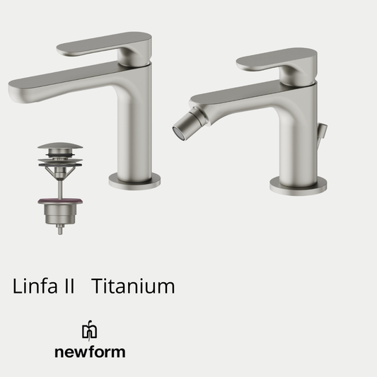 NEWFORM  Linfa II Kit rubinetteria Lavabo e bidet finitura Titanium Satin