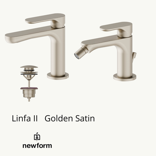 NEWFORM Linfa II Kit rubinetteria Lavabo e bidet finitura Gold Satin