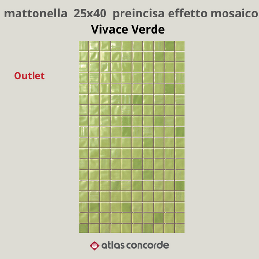 Rivestimento 25x45 preinciso a mosaico VIVACE VERDE lotto mq 30