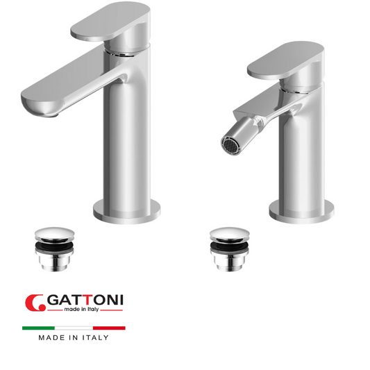 Gattoni Homix 7000  monoforo  monocomando  lavabo e bidet cromo lucido /piletta a scatto