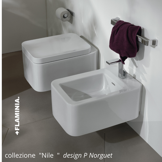 Flaminia NILE set sanitari sospesi, Vaso, Copri vaso rallentato, Bidet