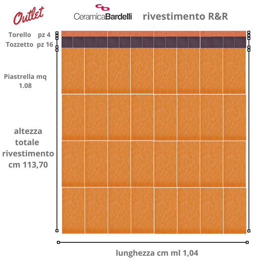 Rivestimento bagno OUTLET Ceramica Bardelli Lotto:  piastrelle tozzetti listello terminale