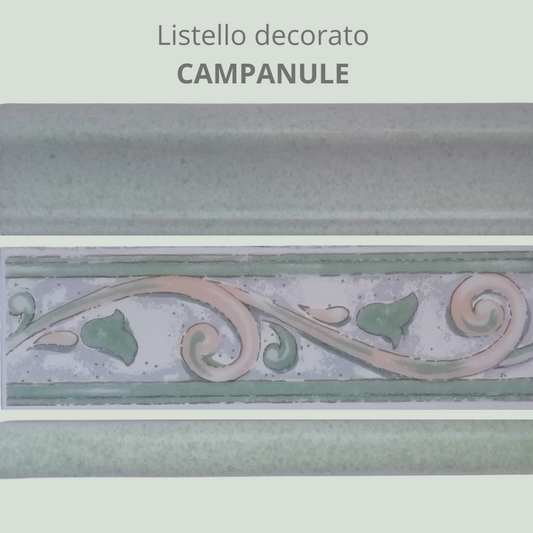 Listello in ceramica decoro  Campanula composto da tre pezzi