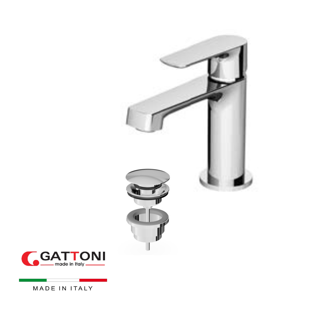 Miscelatore lavabo con flex inox di alimentazione, bocca 110 mm H2omix 3000 Gattoni Rubinetteria