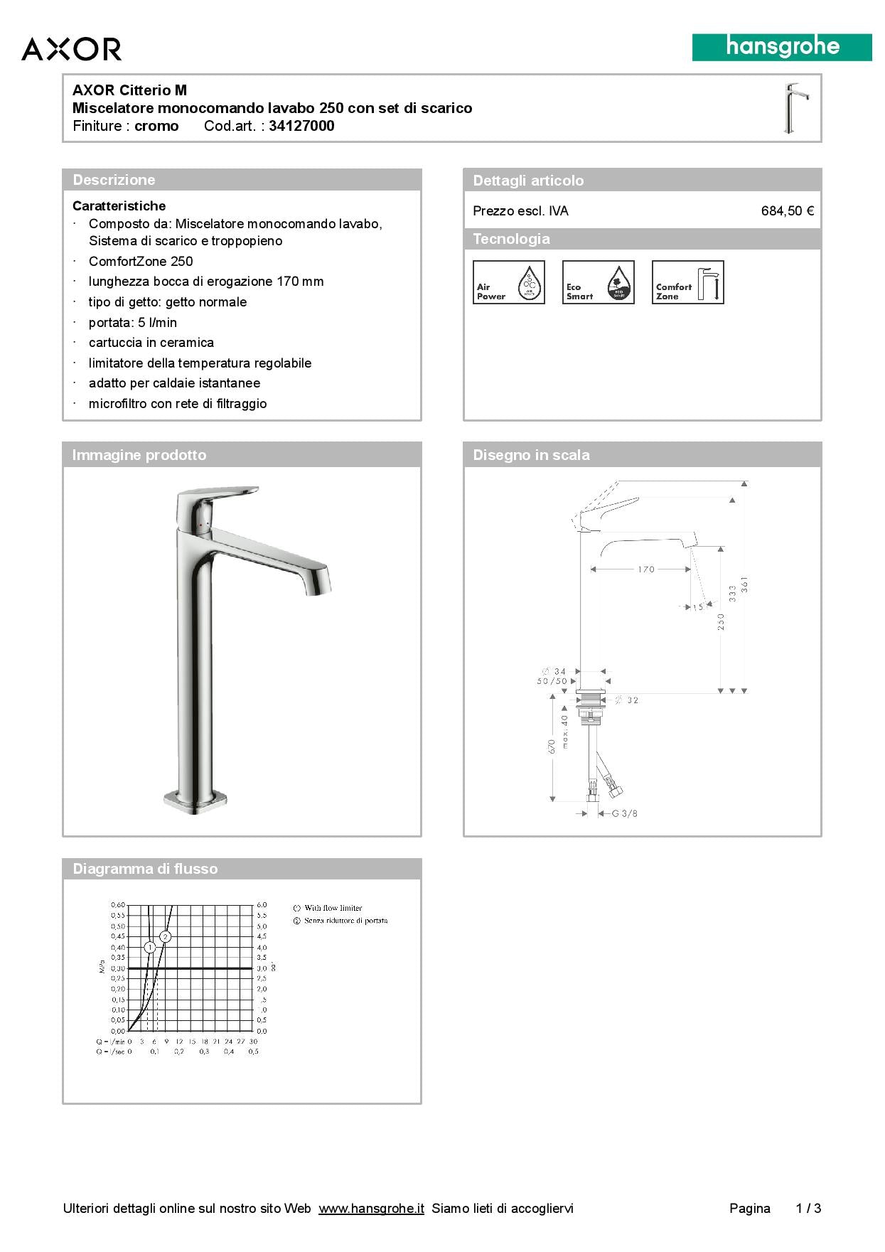 Hansgrohe  Axor Citterio M rubinetti bagno lavabo bidet incasso doccia