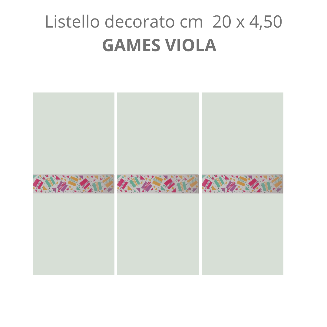 Listello decorato GAMES VIOLA  cm 20 x 4,50