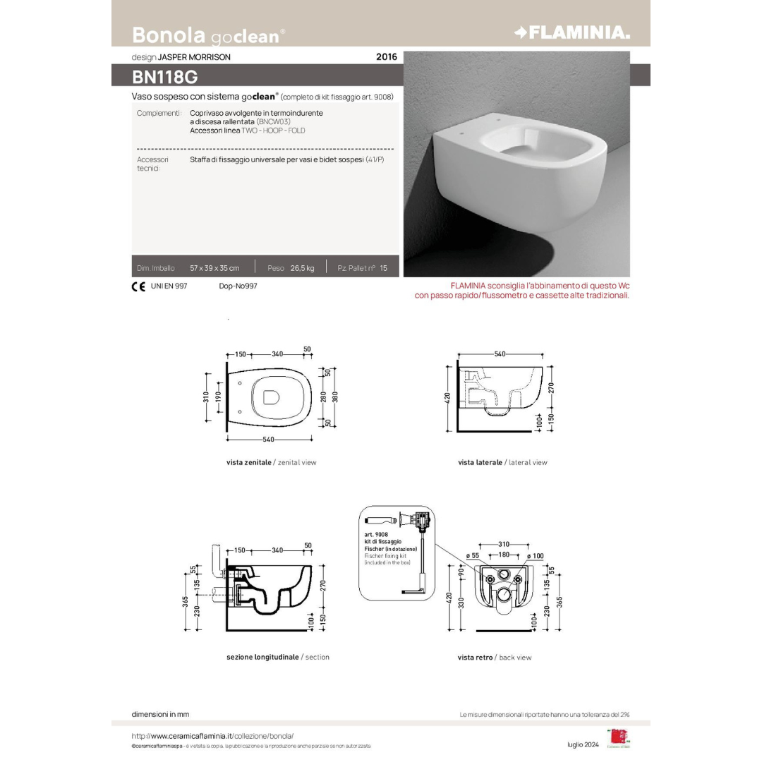 Bonola Vaso goclean®_  coprivaso _ bidet _ Ceramica Flaminia
