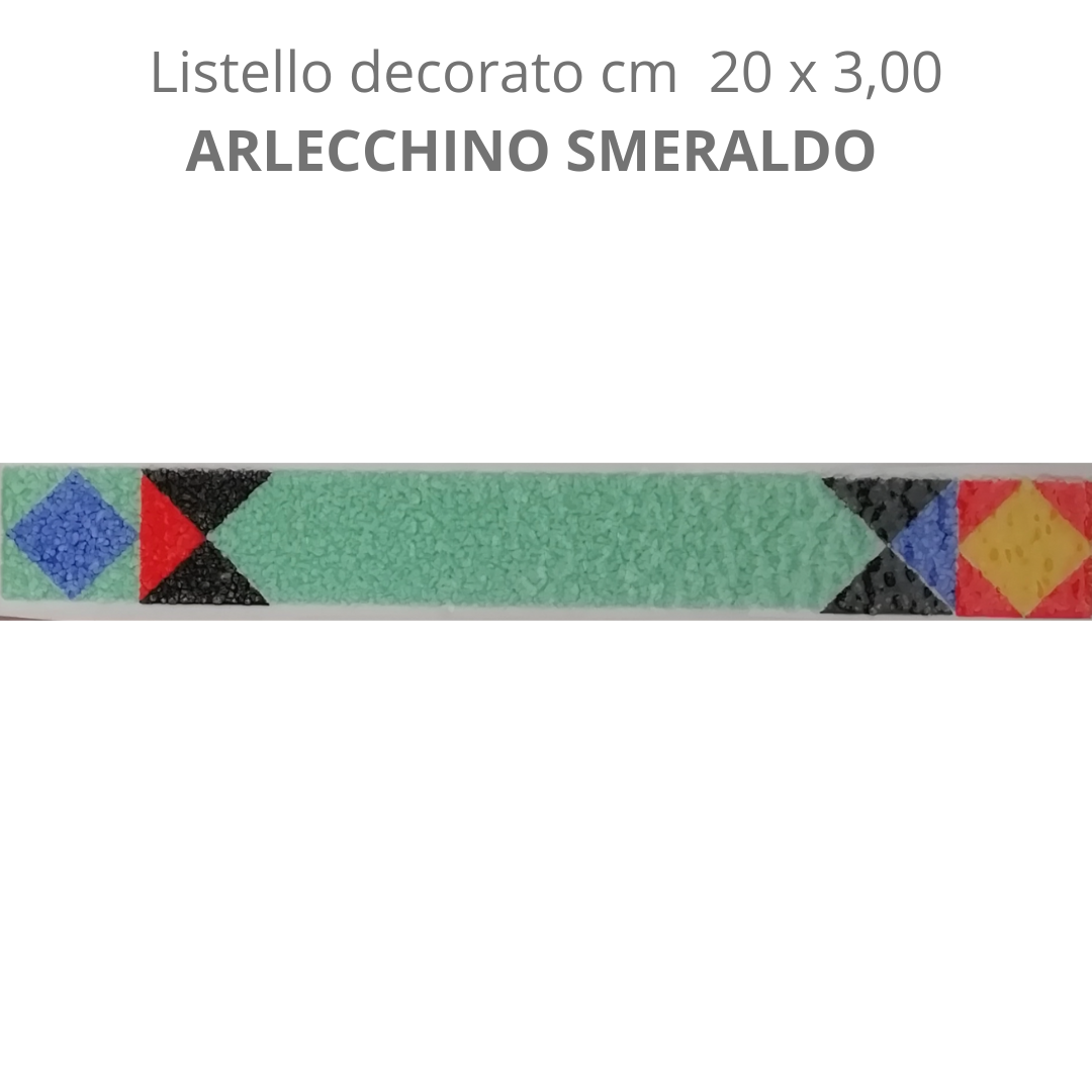 Listello decorato ARLECCHINO SMERALDO cm 20x 3,00