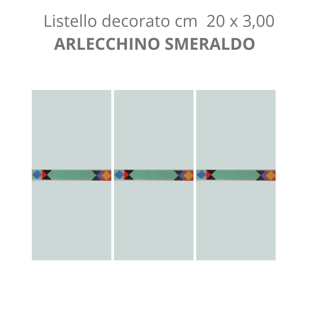 Listello decorato ARLECCHINO SMERALDO cm 20x 3,00