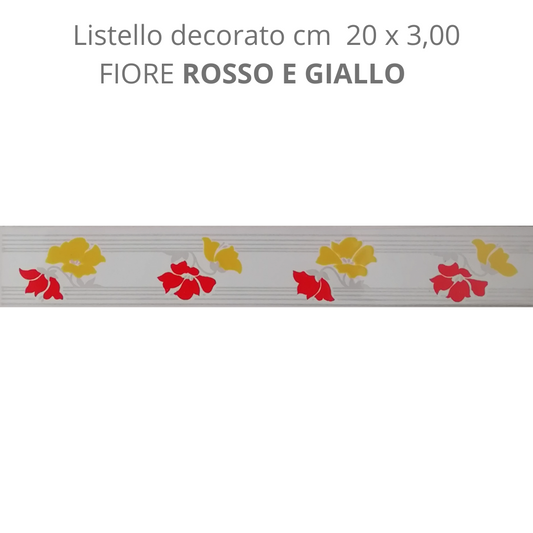 Listello decorato Fiore rosso e giallo  cm 20 x 3,00