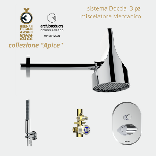 Bossini  set doccia Apice miscelatore meccanico  design Marcello Ziliani