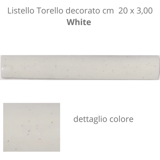 Listello Torello in ceramica decorato WHITE cm 20 x 3,00
